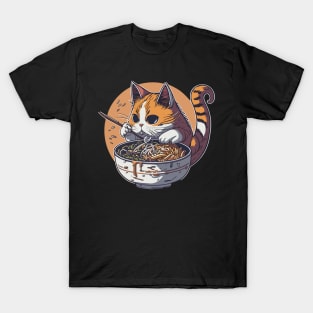 Cat eating ramen T-Shirt